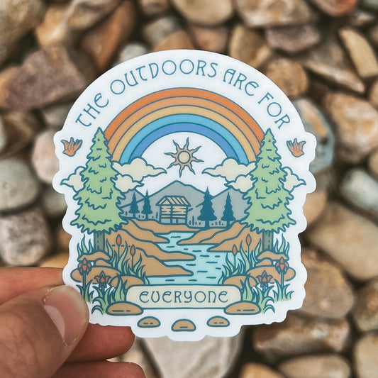The Outdoors are for Everyone Mountain Scene | Clear Sticker