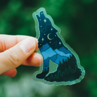 Wolf Night Sky | Clear Sticker