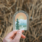 Take The Scenic Route Mountains | Clear Sticker